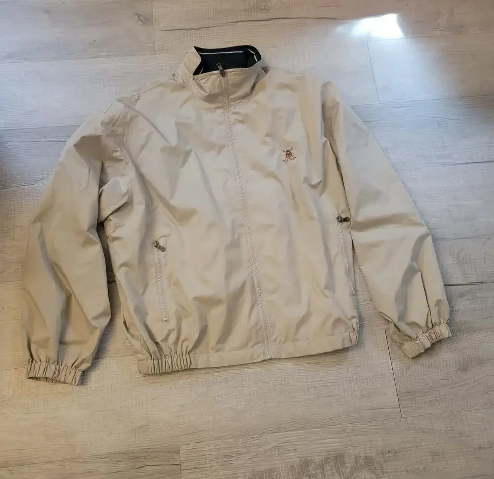 Tommy Hilfiger Golf Vintage Men's Beige Full-Zip Lined Windbreaker Jacket